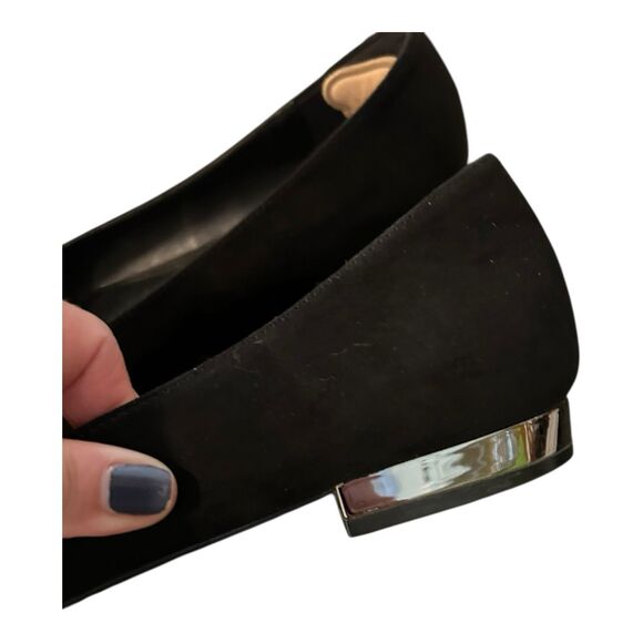 Coach and Four Mirrored Heel Black Suede Pointed Toe Flats Sz 9 - Picture 2 of 5